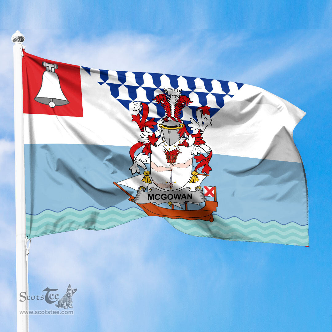 ScotsTee Shop Irish McGowan or McGouan Coat of Arms Irish Family Crest Flag of Belfast Flag