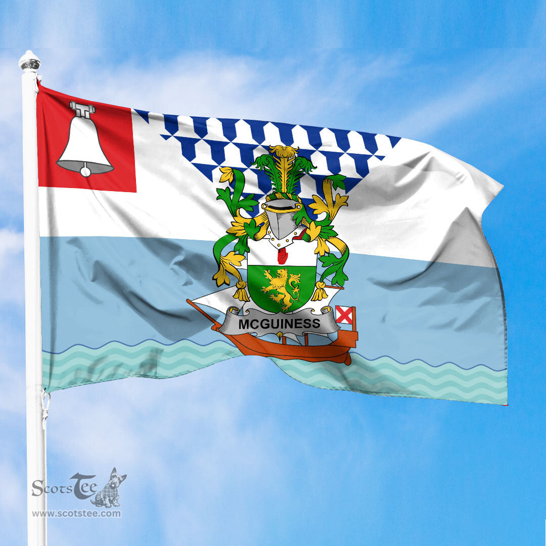 ScotsTee Shop Irish McGuiness or McGenis Coat of Arms Irish Family Crest Flag of Belfast Flag