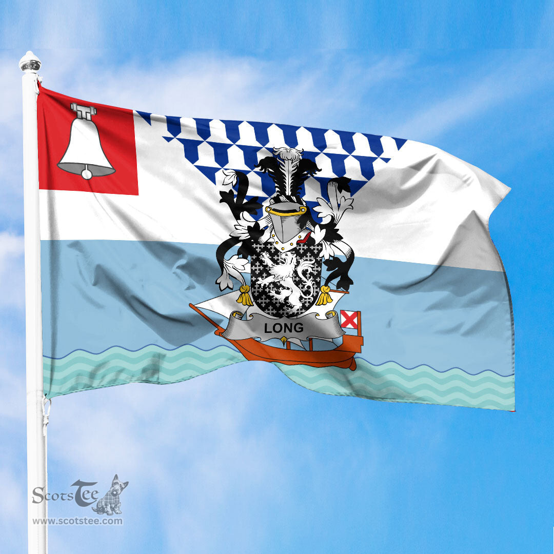 ScotsTee Shop Irish Long or Longe Coat of Arms Irish Family Crest Flag of Belfast Flag