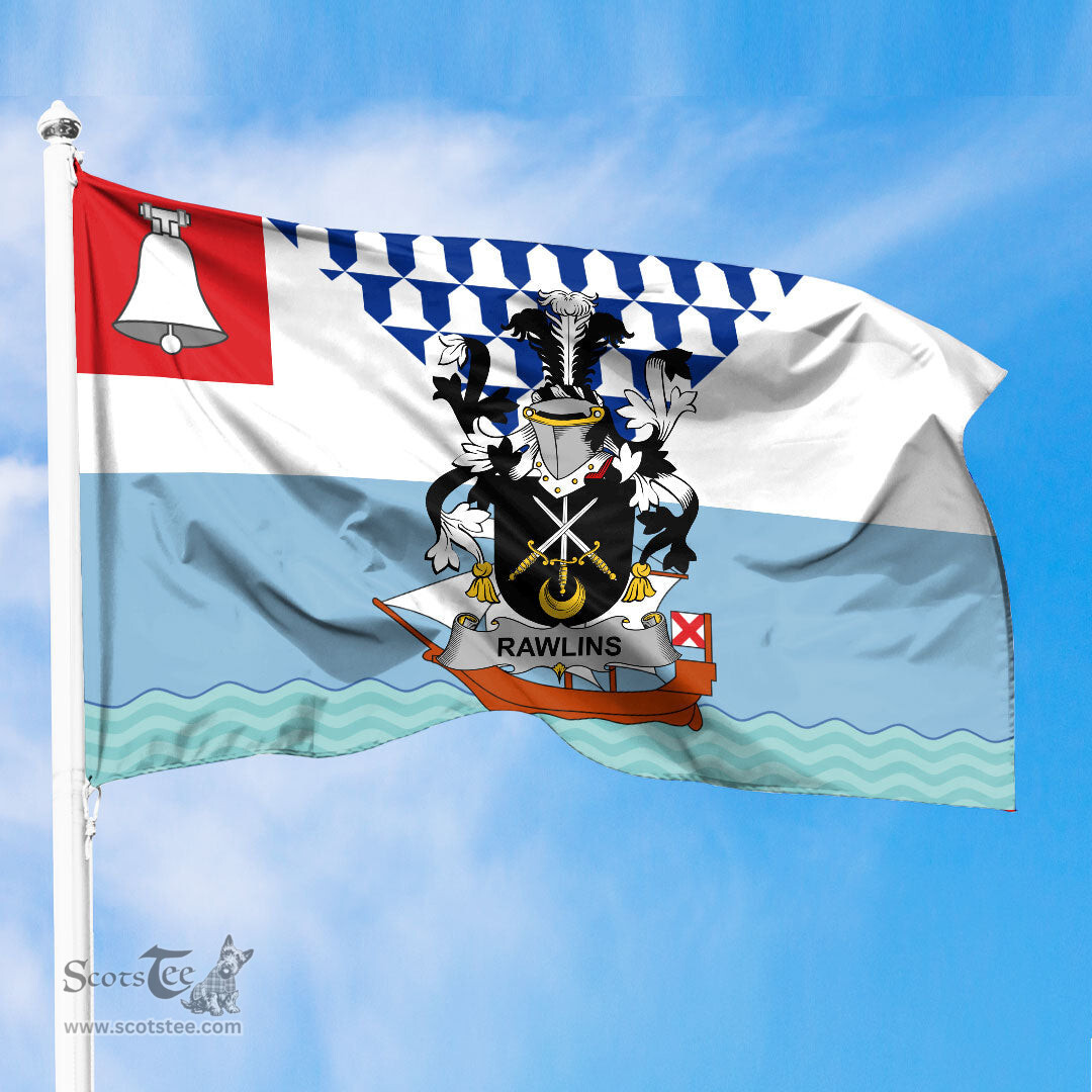 ScotsTee Shop Irish Rawlins Coat of Arms Irish Family Crest Flag of Belfast Flag