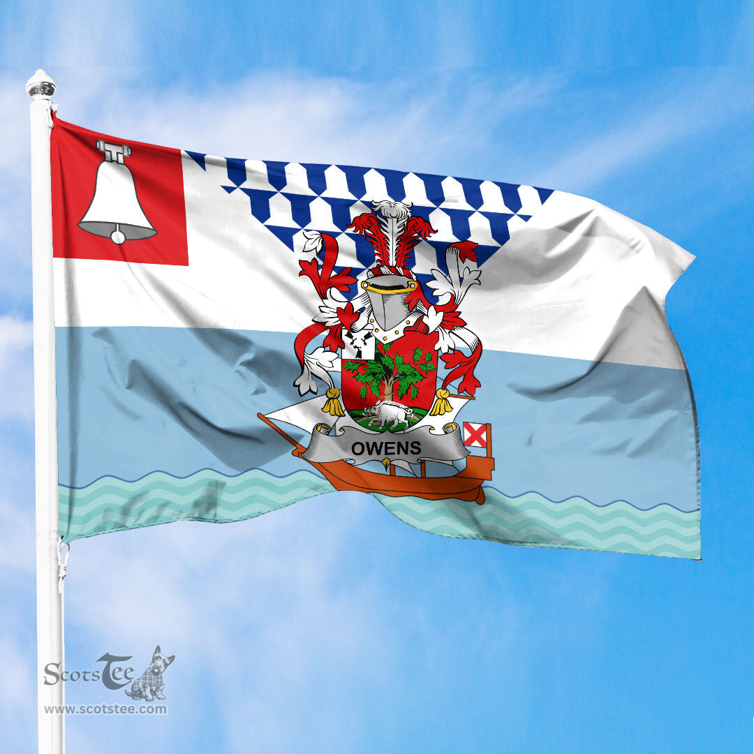 ScotsTee Shop Irish Owens Coat of Arms Irish Family Crest Flag of Belfast Flag