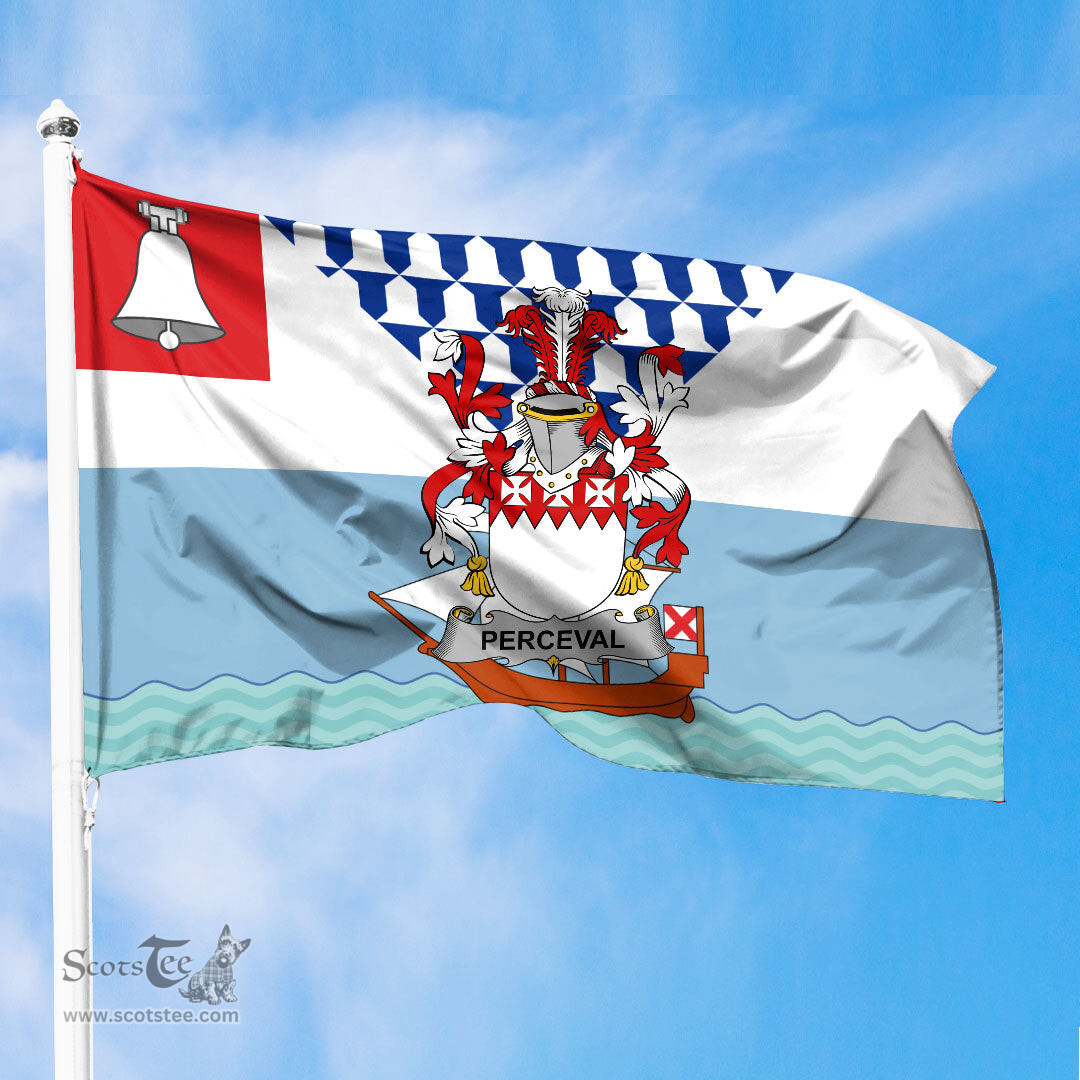 ScotsTee Shop Irish Perceval Coat of Arms Irish Family Crest Flag of Belfast Flag