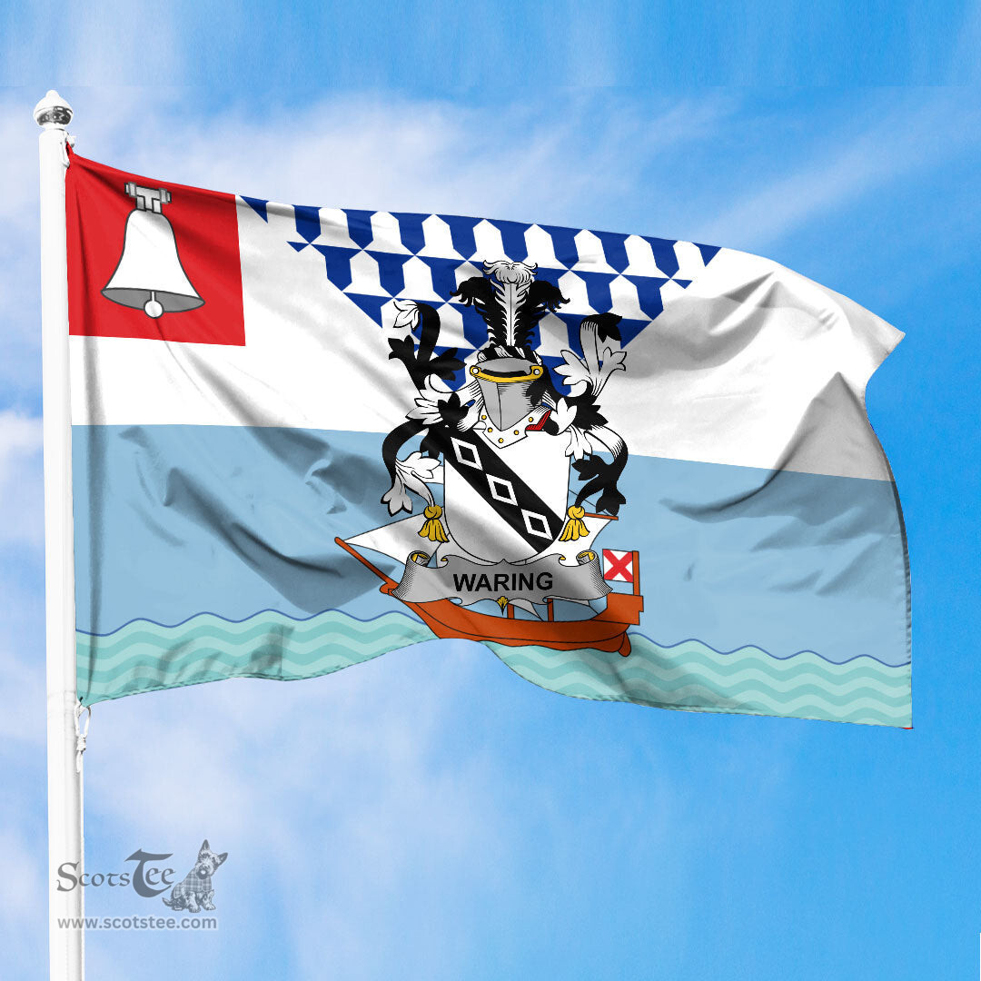 ScotsTee Shop Irish Waring Coat of Arms Irish Family Crest Flag of Belfast Flag