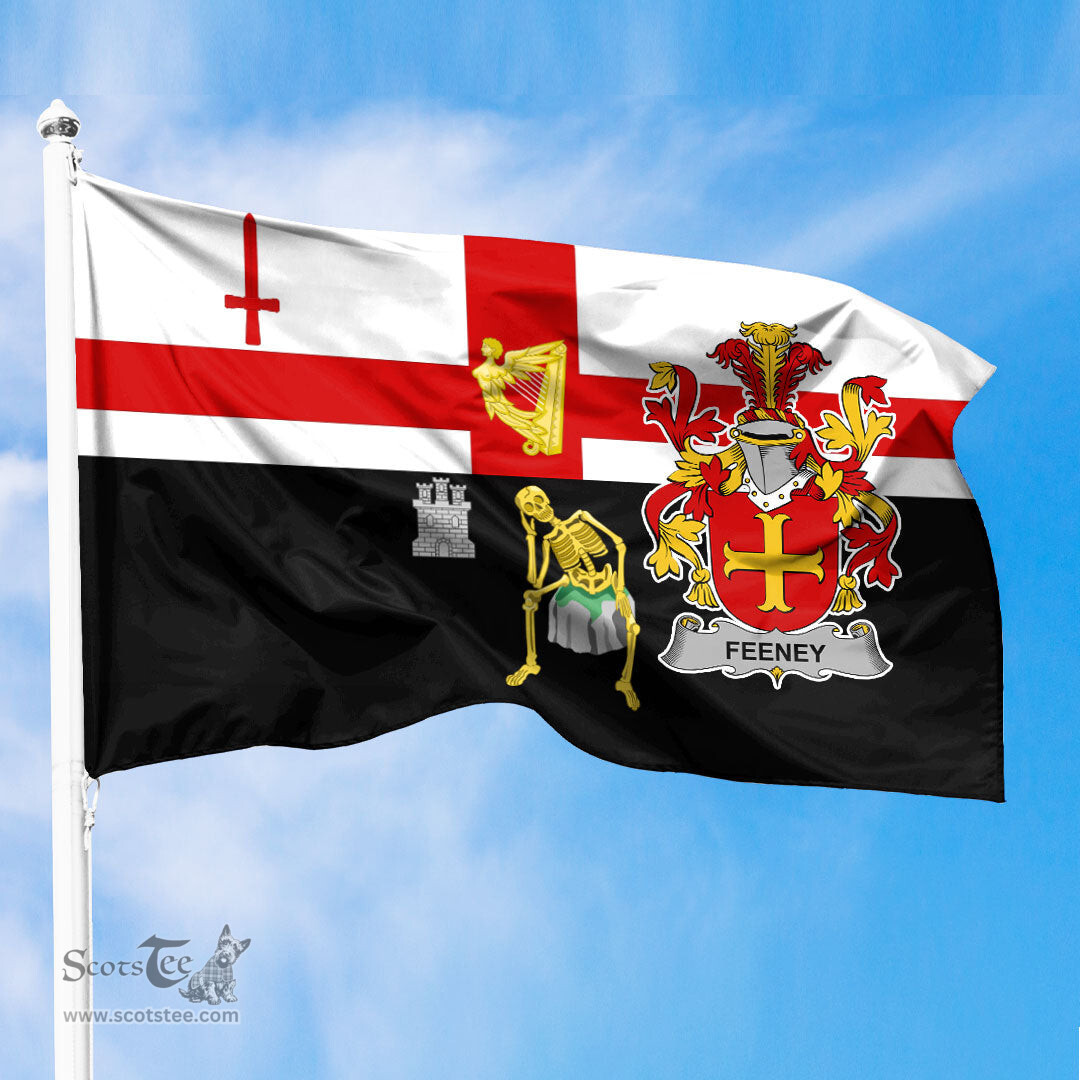 ScotsTee Shop Irish Feeney or O Feney Coat of Arms Irish Family Crest Derry City Flag