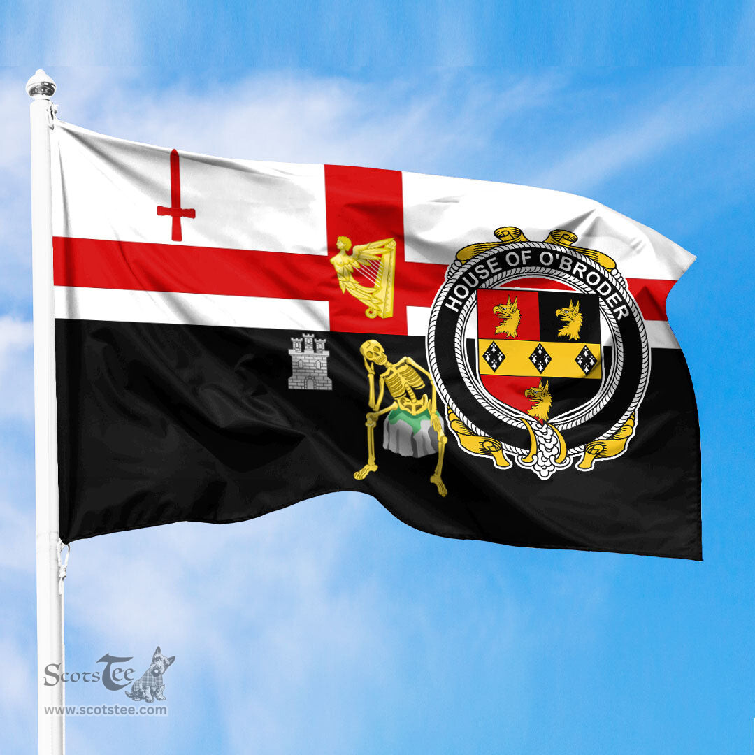 ScotsTee Shop Irish House of O BRODER Coat of Arms Irish Family Crest Derry City Flag