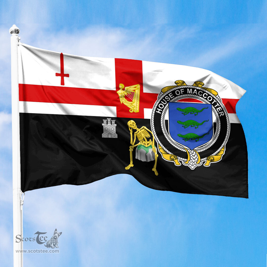 ScotsTee Shop Irish House of MACCOTTER Coat of Arms Irish Family Crest Derry City Flag