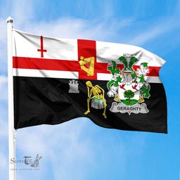 ScotsTee Shop Irish Geraghty or McGarrity Coat of Arms Irish Family Crest Derry City Flag