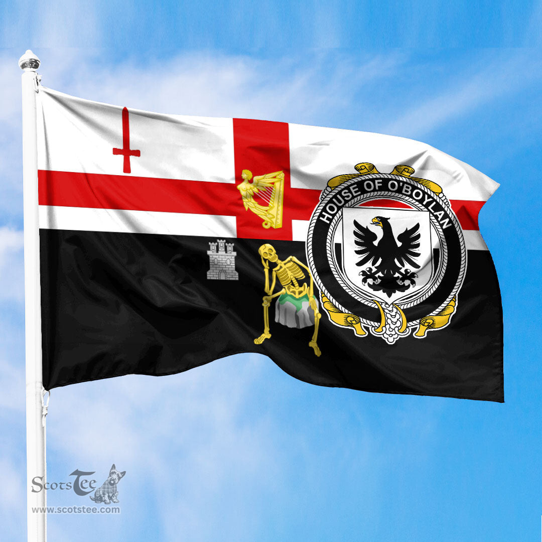 ScotsTee Shop Irish House of O BOYLAND Coat of Arms Irish Family Crest Derry City Flag