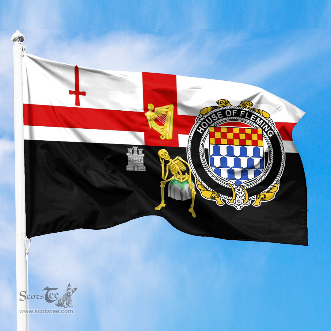 ScotsTee Shop Irish House of FLEMING Coat of Arms Irish Family Crest Derry City Flag