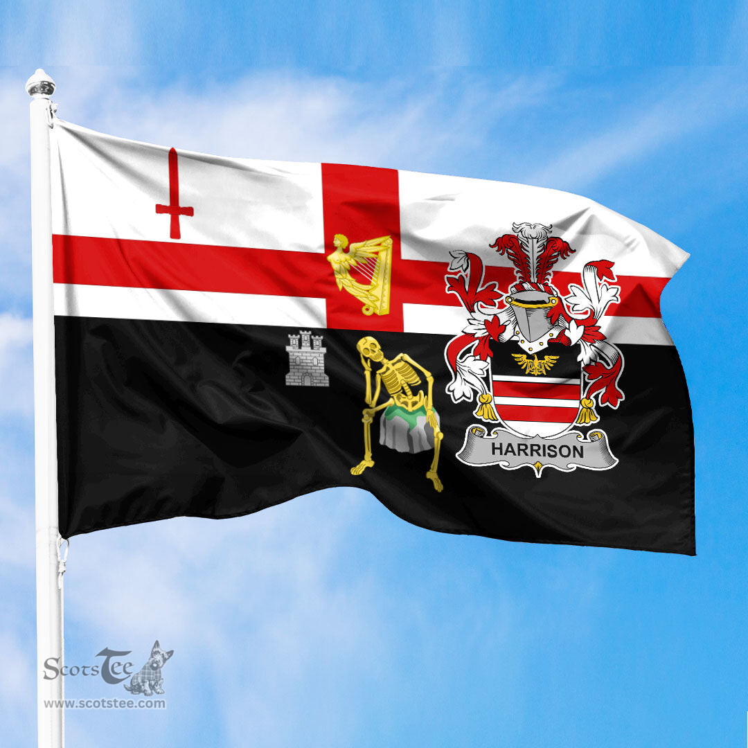 ScotsTee Shop Irish Harrison Coat of Arms Irish Family Crest Derry City Flag