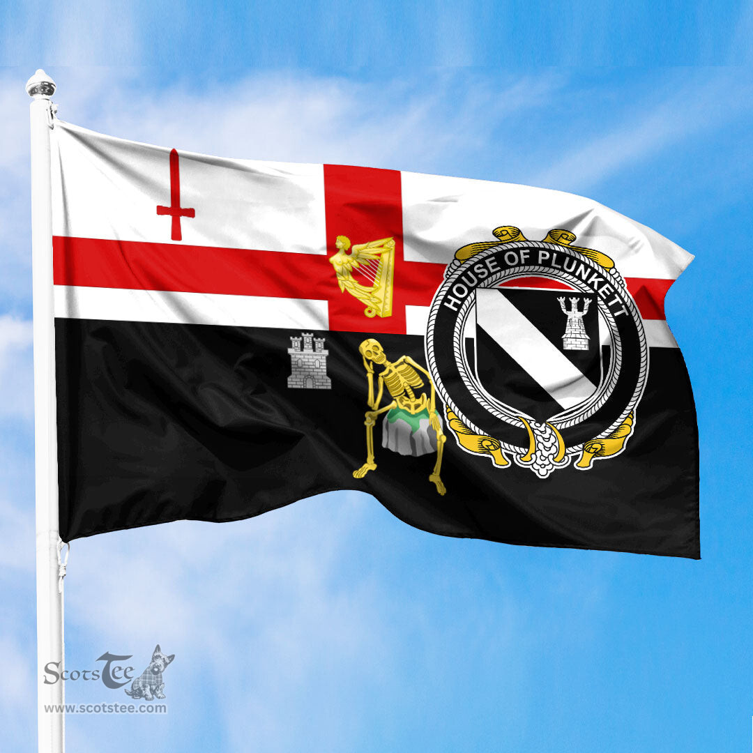 ScotsTee Shop Irish House of PLUNKETT Coat of Arms Irish Family Crest Derry City Flag