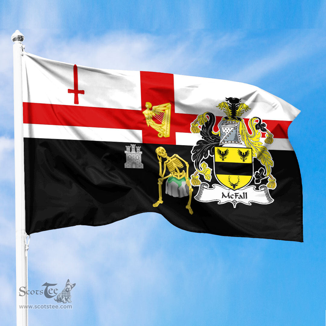 ScotsTee Shop Irish McFall Coat of Arms Irish Family Crest Derry City Flag