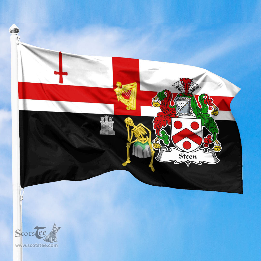 ScotsTee Shop Irish Steen Coat of Arms Irish Family Crest Derry City Flag