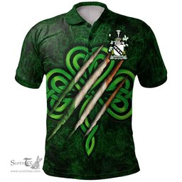 ScotsTee Shop Irish Bunbury Coat of Arms Irish Polo Shirt Irish In Me Shamrock Scratch