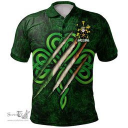 ScotsTee Shop Irish Best Coat of Arms Irish Polo Shirt Irish In Me Shamrock Scratch