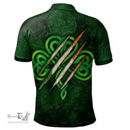 ScotsTee Shop Irish Abbott Coat of Arms Irish Polo Shirt Irish In Me Shamrock Scratch