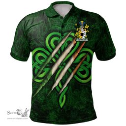 ScotsTee Shop Irish Brownlow Coat of Arms Irish Polo Shirt Irish In Me Shamrock Scratch