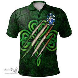 ScotsTee Shop Irish Dehany Coat of Arms Irish Polo Shirt Irish In Me Shamrock Scratch