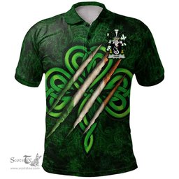 ScotsTee Shop Irish Dane or O'Dane Coat of Arms Irish Polo Shirt Irish In Me Shamrock Scratch
