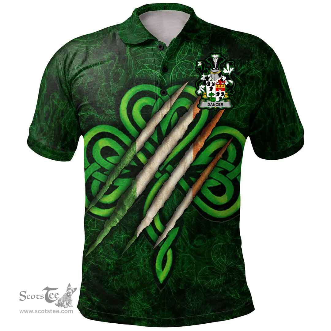 ScotsTee Shop Irish Dancer Coat of Arms Irish Polo Shirt Irish In Me Shamrock Scratch