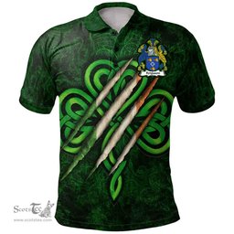 ScotsTee Shop Irish Ferguson Coat of Arms Irish Polo Shirt Irish In Me Shamrock Scratch