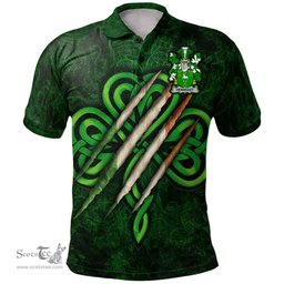 ScotsTee Shop Irish Hennessy or O'Hennessy Coat of Arms Irish Polo Shirt Irish In Me Shamrock Scratch