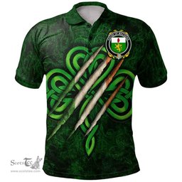 ScotsTee Shop Irish House of MACGENIS Coat of Arms Irish Polo Shirt Irish In Me Shamrock Scratch