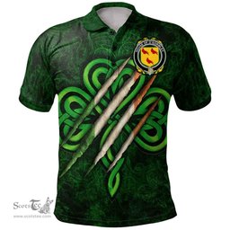 ScotsTee Shop Irish House of O'GORMLEY Coat of Arms Irish Polo Shirt Irish In Me Shamrock Scratch