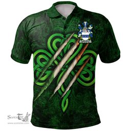 ScotsTee Shop Irish Harforth Coat of Arms Irish Polo Shirt Irish In Me Shamrock Scratch