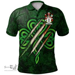 ScotsTee Shop Irish Gun Coat of Arms Irish Polo Shirt Irish In Me Shamrock Scratch