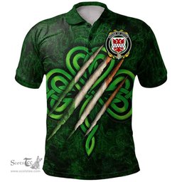 ScotsTee Shop Irish House of JOYCE Coat of Arms Irish Polo Shirt Irish In Me Shamrock Scratch