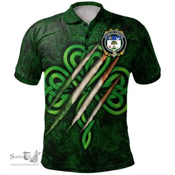 ScotsTee Shop Irish House of O'BEIRNE Coat of Arms Irish Polo Shirt Irish In Me Shamrock Scratch