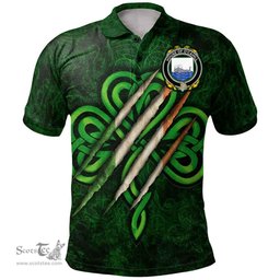 ScotsTee Shop Irish House of O'CAHILL Coat of Arms Irish Polo Shirt Irish In Me Shamrock Scratch