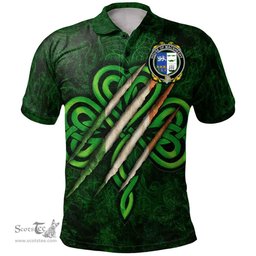 ScotsTee Shop Irish House of MACSHEEHY Coat of Arms Irish Polo Shirt Irish In Me Shamrock Scratch
