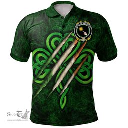 ScotsTee Shop Irish House of MACBRADY Coat of Arms Irish Polo Shirt Irish In Me Shamrock Scratch