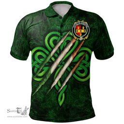 ScotsTee Shop Irish House of O'BRODER Coat of Arms Irish Polo Shirt Irish In Me Shamrock Scratch