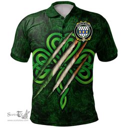 ScotsTee Shop Irish House of NAGLE Coat of Arms Irish Polo Shirt Irish In Me Shamrock Scratch