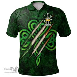 ScotsTee Shop Irish Maginn or Ginn Coat of Arms Irish Polo Shirt Irish In Me Shamrock Scratch