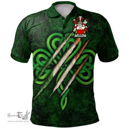 ScotsTee Shop Irish Leeson Coat of Arms Irish Polo Shirt Irish In Me Shamrock Scratch