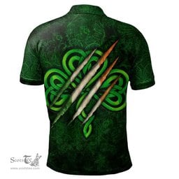 ScotsTee Shop Irish McKeown Coat of Arms Irish Polo Shirt Irish In Me Shamrock Scratch