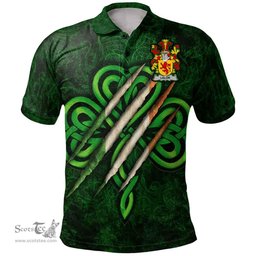 ScotsTee Shop Irish Lalor or O'Lawlor Coat of Arms Irish Polo Shirt Irish In Me Shamrock Scratch