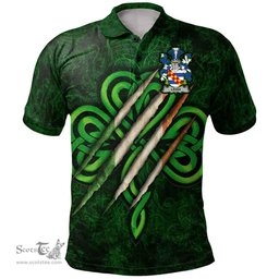 ScotsTee Shop Irish Leigh or McLaeghis Coat of Arms Irish Polo Shirt Irish In Me Shamrock Scratch