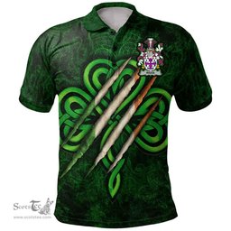 ScotsTee Shop Irish Riggs Coat of Arms Irish Polo Shirt Irish In Me Shamrock Scratch