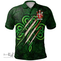 ScotsTee Shop Irish Stack Coat of Arms Irish Polo Shirt Irish In Me Shamrock Scratch