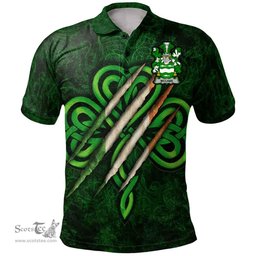 ScotsTee Shop Irish McCabe Coat of Arms Irish Polo Shirt Irish In Me Shamrock Scratch