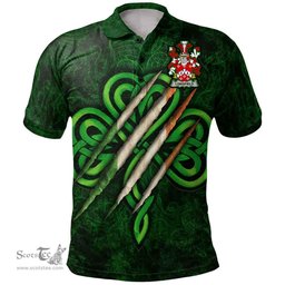 ScotsTee Shop Irish Longfield Coat of Arms Irish Polo Shirt Irish In Me Shamrock Scratch
