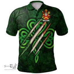 ScotsTee Shop Irish Knight Coat of Arms Irish Polo Shirt Irish In Me Shamrock Scratch