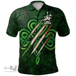 ScotsTee Shop Irish Lehane or O'Lehane Coat of Arms Irish Polo Shirt Irish In Me Shamrock Scratch