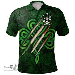 ScotsTee Shop Irish Looney or O'Lunney Coat of Arms Irish Polo Shirt Irish In Me Shamrock Scratch