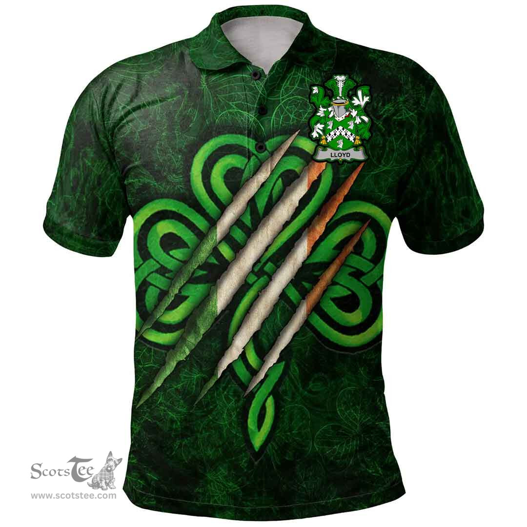 ScotsTee Shop Irish Lloyd Coat of Arms Irish Polo Shirt Irish In Me Shamrock Scratch